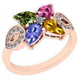 1.24 Ctw SI2/I1 Multi Sapphire ,Tanzanite And Diamond 14K Rose Gold Stylish Bridal Wedding Ring