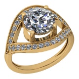 2.30 Ctw Diamond I2/I3 14K Yellow Gold Vintage Style Halo Ring
