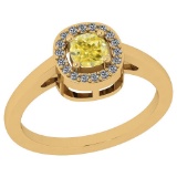 0.63 Ct GIA Certified Natural Fancy Yellow Diamond And White Diamond 18K Yellow Gold vintage Style R