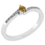 0.20 Ct Natural Yellow Diamond I2/I3And White Diamond I2/I3 18k White Gold Vintage Style Ring