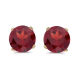 5 mm Natural Round Garnet Stud Earrings Set in 14k Yellow Gold 1 CTW