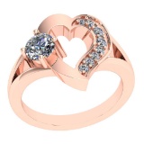 0.71 Ctw VS/SI1 Diamond 14K Rose Gold Vintage Ring