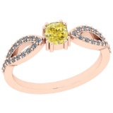 0.65 Ct GIA Certified Natural Fancy Yellow Diamond And White Diamond 14K Rose Gold Anniversary Ring