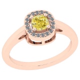 0.63 Ct GIA Certified Natural Fancy Yellow Diamond And White Diamond 14K Rose Gold vintage Style Rin