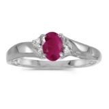 14k White Gold Oval Ruby And Diamond Ring 0.38 CTW