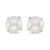 5 mm Pearl Stud Earrings Set in 14k White Gold