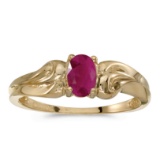 14k Yellow Gold Oval Ruby Ring 0.36 CTW