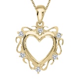 14K Yellow Gold Diamond Heart Pendant