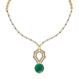 16.77 Ctw VS/SI1 Emerald And Diamond 14k Yellow Gold Victorian Style Necklace