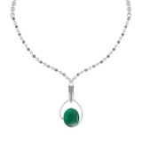 10.79 Ctw VS/SI1 Emerald And Diamond 14k White Gold Victorian Style Necklace