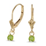 14k Yellow Gold Round Peridot Lever-back Earrings 0.49 CTW