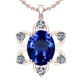 5.15 Ctw VS/SI1 Tanzanite And Diamond 14k Rose Gold Victorian Style Necklace