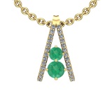 1.70 Ctw Emerald And Diamond I2/I3 14K Yellow Gold Necklace
