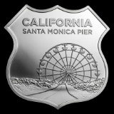Collectible Icons of Route 66 Shield 1 oz Silver (Santa Monica Pier)
