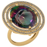 12.01 Ctw VS/SI2 Mystic Topaz And Diamond 14k Yellow Gold Vingate Style Ring