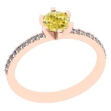 1.04 Ct GIA Certified Natural Fancy Yellow Diamond And White Diamond 14K Rose Gold Engagement Rings