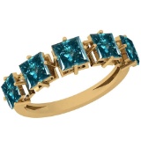1.39 Ctw I1/I2 Treated Fancy Blue Diamond Platinum 14K Yellow Gold Plated Ring