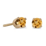 3 mm Petite Round Citrine Screw-back Stud Earrings in 14k Yellow Gold 0.16 CTW