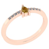 0.21 Ct Natural Yellow Diamond I2/I3And White Diamond I2/I3 14k Rose Gold Anniversary Ring