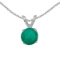 14k White Gold Round Emerald Pendant 0.33 CTW
