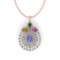 2.25 Ctw I2/I3 Multi Sapphire ,Tanzanite And Diamond 10K Rose Gold Necklace