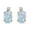 14k Yellow Gold Oval Aquamarine And Diamond Earrings 1.16 CTW