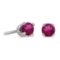 14k Petite White Gold Round Rhodolite Garnet Stud Earrings in 14k White Gold 0.24 CTW