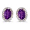 10k Yellow Gold Oval Amethyst And Diamond Earrings 0.7 CTW