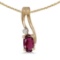 14k Yellow Gold Oval Rhodolite Garnet And Diamond Wave Pendant