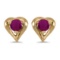 14k Yellow Gold Round Ruby Heart Earrings 0.24 CTW