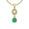 1.08 Ctw Emerald And Diamond I2/I3 14K Yellow Gold Necklace