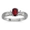 14k White Gold Oval Garnet And Diamond Filagree Ring 0.51 CTW