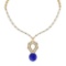 13.56 Ctw SI2/I1 Tanzanite And Diamond 14k Yellow Gold Victorian Style Necklace