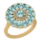 2.86 Ctw I2/I3 Aquamrine And Diamond 14K Yellow Gold Flower Ring