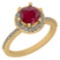 1.52 Ctw VS/SI1 Ruby And Diamond 14K White Gold Engagement Halo Ring