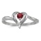14k White Gold Round Garnet Heart Ring 0.21 CTW
