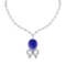 20.95 Ctw SI2/I1 Tanzanite And Diamond 14k White Gold Victorian Style Necklace