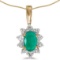 10k Yellow Gold Oval Emerald And Diamond Pendant 0.33 CTW