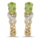 10k Yellow Gold Oval Peridot And Diamond Earrings 0.39 CTW