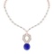 13.56 Ctw SI2/I1 Tanzanite And Diamond 14k Rose Gold Victorian Style Necklace