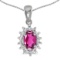 14k White Gold Oval Pink Topaz And Diamond Pendant