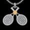 1.32 Ctw SI2/I1 Diamond 14K White&Yellow Two tone Gold Tennis Set Pendant