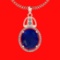 6.26 Ctw VS/SI1 Blue Sapphire And Diamond 14K Rose Gold Necklace