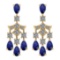 7.55 Ctw I2/I3 Blue Sapphire And Diamond 14K Yellow Gold Earrings