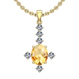 0.41 Ctw VS/SI1 Citrine And Diamond 10K Yellow Gold Necklace