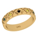 0.20 Ctw I2/I3 Treated Fancy Multi Diamond 14K Yellow Gold Eternity Band Ring
