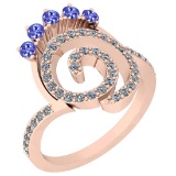 0.96 Ctw VS/SI1 Tanzanite And Diamond 14K Rose Gold Ring