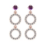 1.04 Ctw VS/SI1 Amethyst And Diamond 10K Rose Gold Dangling Earrings
