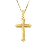 14K Yellow Gold Diamond Cross Pendant
