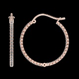0.84 Ctw SI2/I1 Diamond 14K Rose Gold Hoop Earrings
